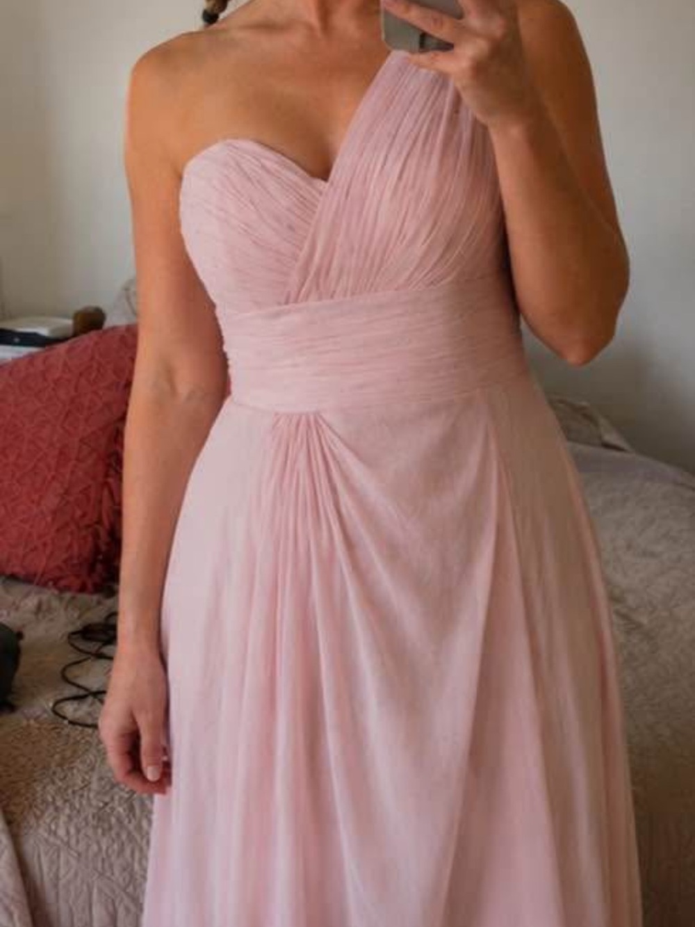 Dessy Collection One Shoulder Formal Dress Size 8 Cocktail Gala Midi
